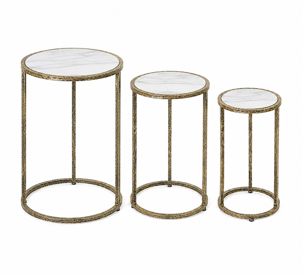 Marble Top Nest of 3 Tables